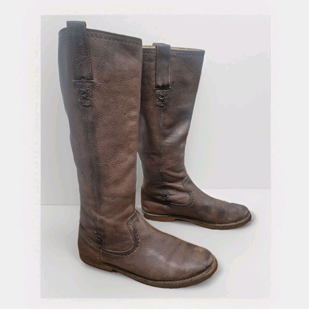 Frye 76324 Women's Brown Leather Tall Riding Boots Size 8.5 B Made in Mexico